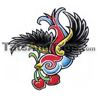 Bird with Cherries Temporary Tattoo