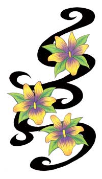 Tribal Orchids Temporary Tattoo