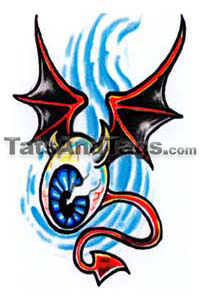 Flying Eyeball Temporary Tattoo