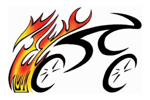 Flaming Bike Temporary Tattoo