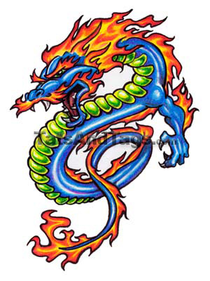 Temporary Tattoos Dragons on Blue Dragon Temporary Tattoo