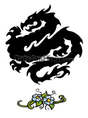 Tribal Dragon Temporary Tattoo
