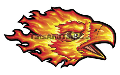Flaming Eagle Temporary Tattoo