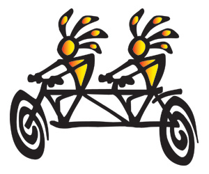 Kokopelli Tandem Cyclists  temporary tattoo