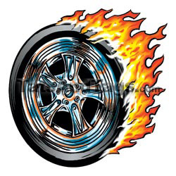 Flaming Wheel  temporary tattoo