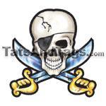 Flaming  Priate Skull Tattoo
