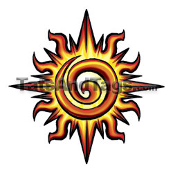 flaming sun temporary tattoo