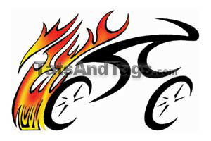 flaming tribal bike temporary tattoo