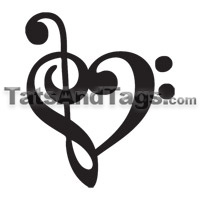 tribal treble clef heart